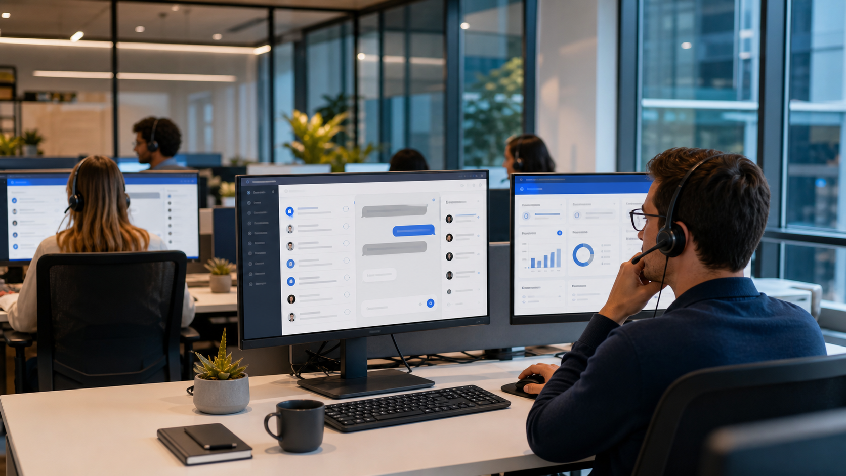 Chatbot IA SKILLCO avec équipe support client et tableau de bord de conversations