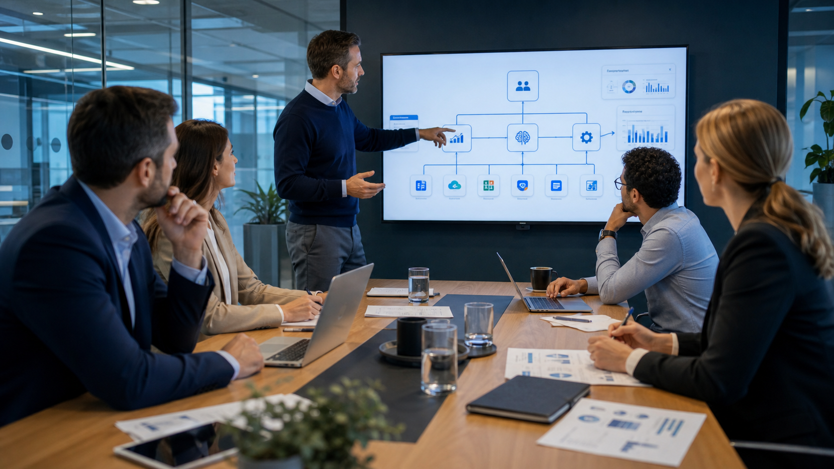 Implémentation IA SKILLCO avec équipe dirigeante et IT autour d'une feuille de route de déploiement
